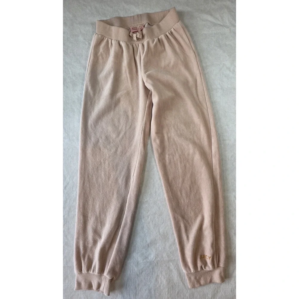 Juicy Couture Kids Velour Jogger Sweatpants Sz 12 Pink Gold Logo Soft balletcore